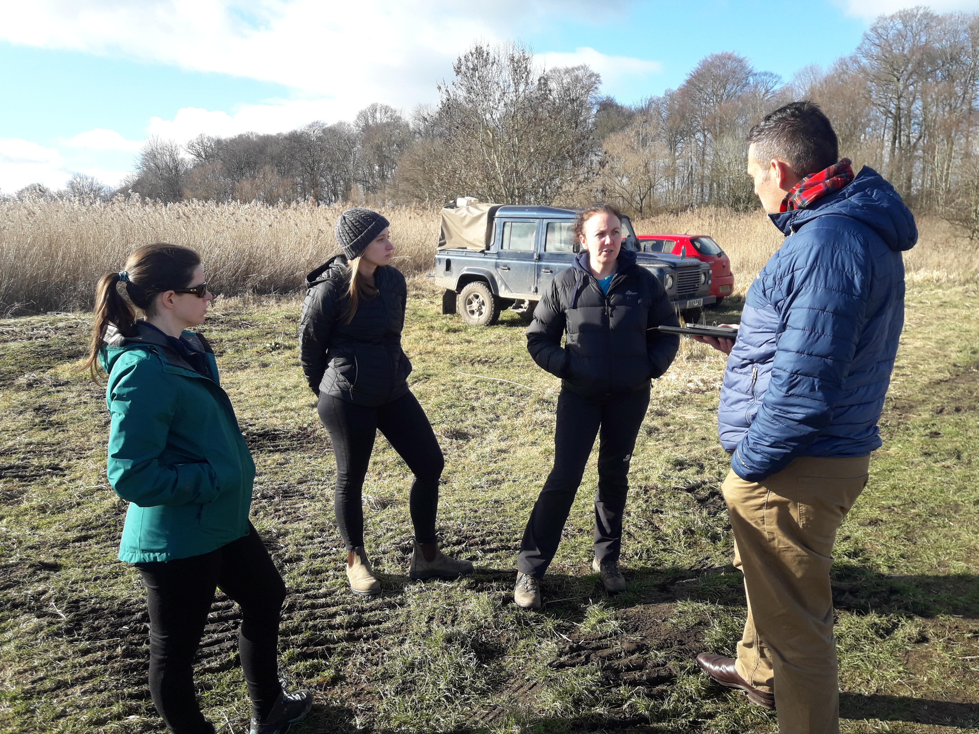 Visiting group chatting at the Tay reedbeds