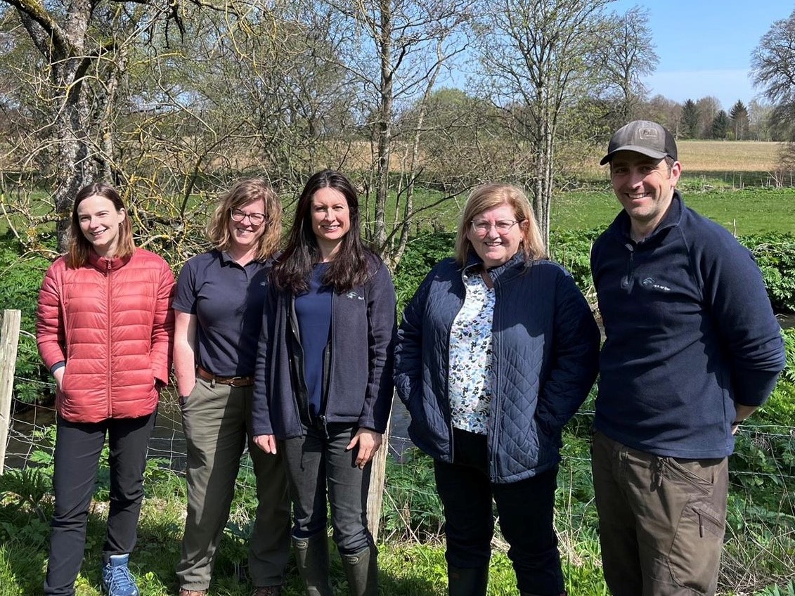 Jackie Dunbar with staff from the Dee River trust and fishery management Scotland