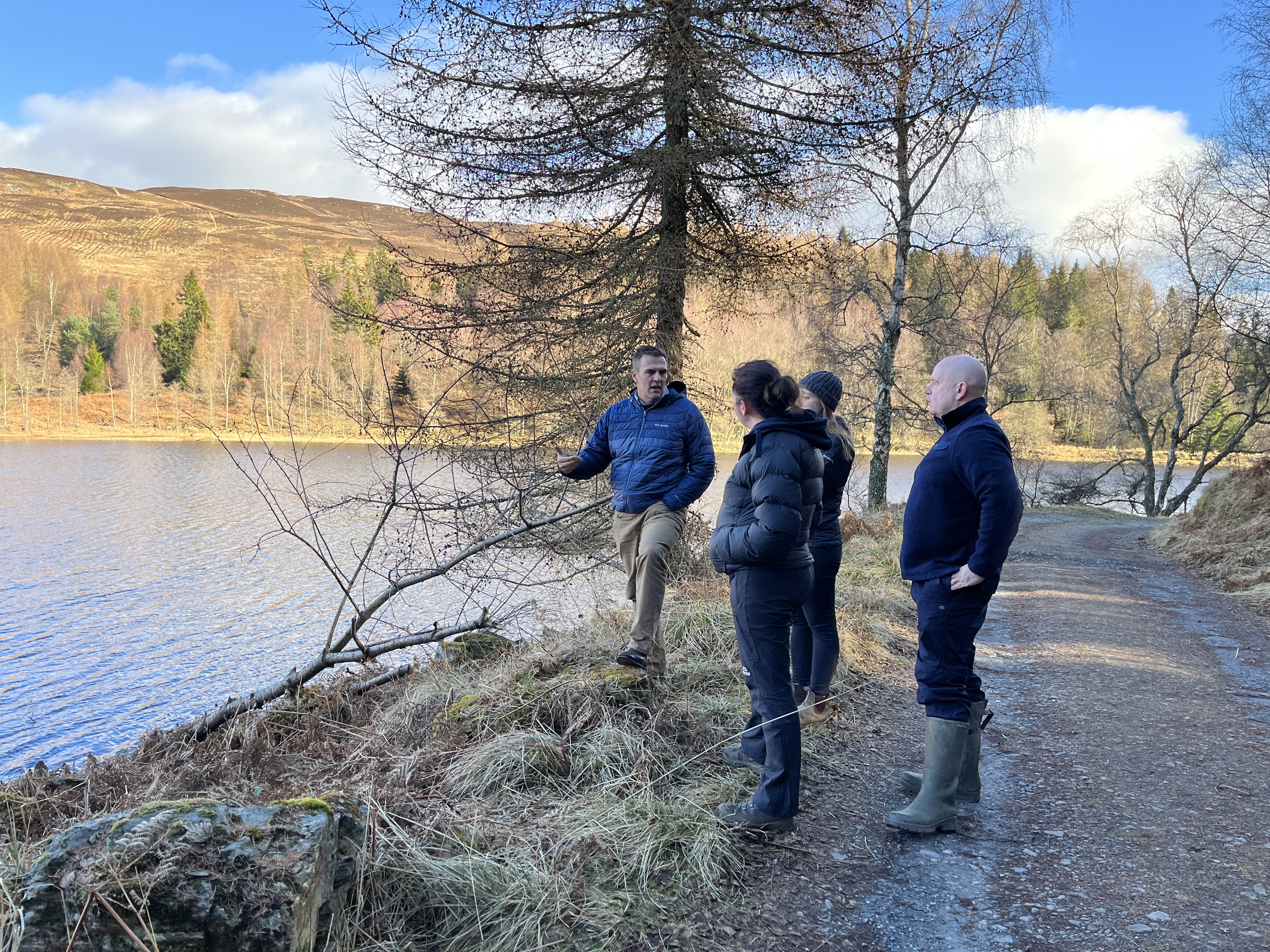 Group discussing beavers by Mill Dam Loch