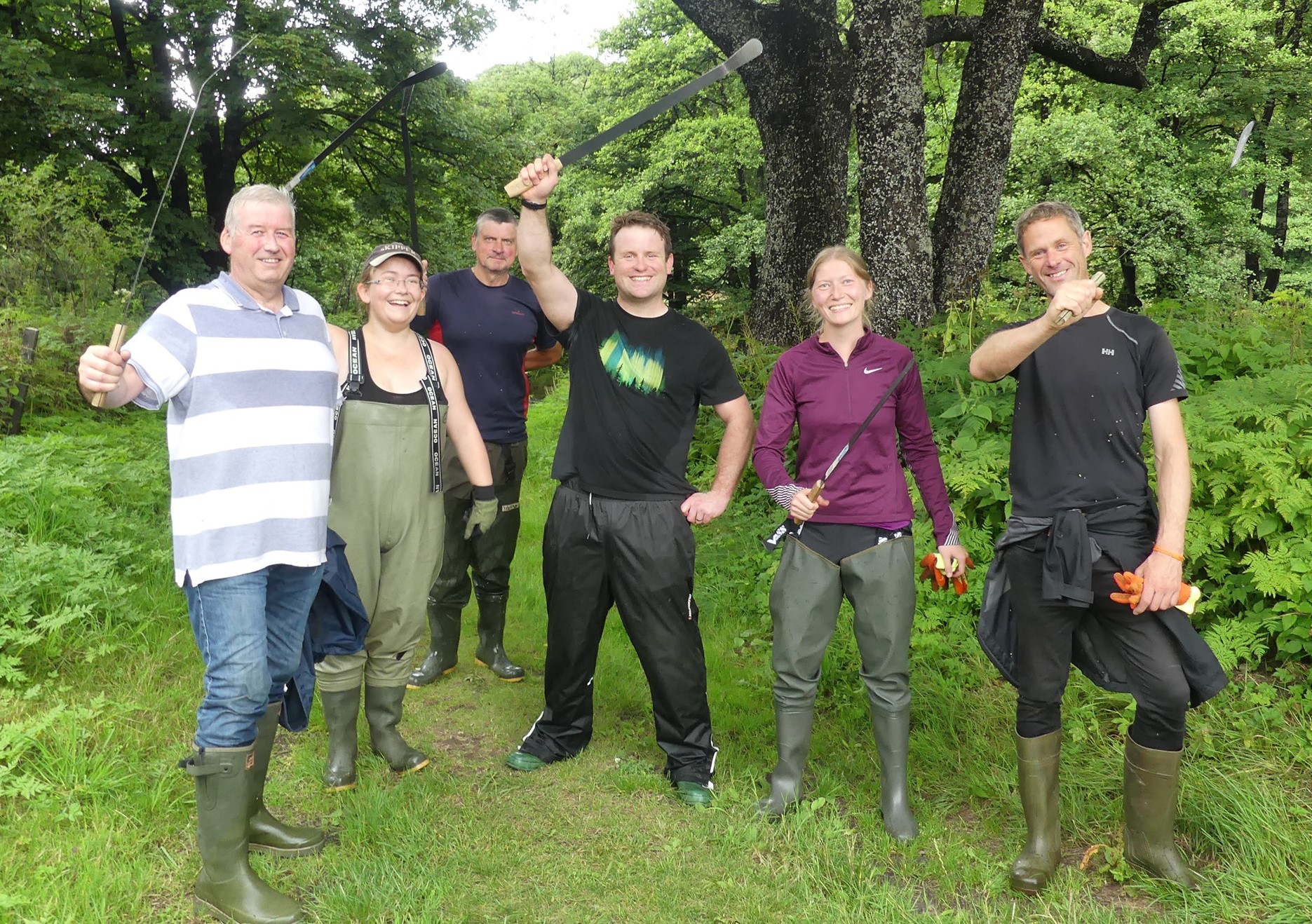 volunteers with tools